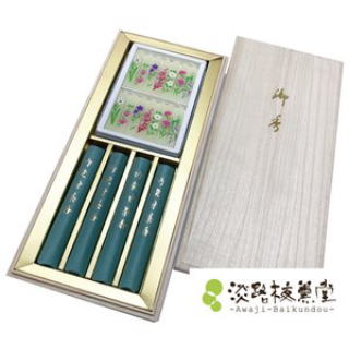 淡路梅薫堂のお線香ギフト お線香贈答用 ろうそく線香セット 竹炭甘茶香と小夕映花アソート 桐箱入 お悔やみの品 お供え物