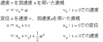 変位(距離)、速度、加速度の関係式