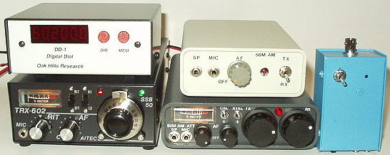 自作 QRP トランシーバ4台の写真