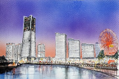 横浜　ミナトミライの夕景