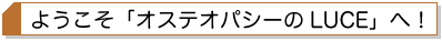 ようこそ「オステオパシーのルーチェ」へ!