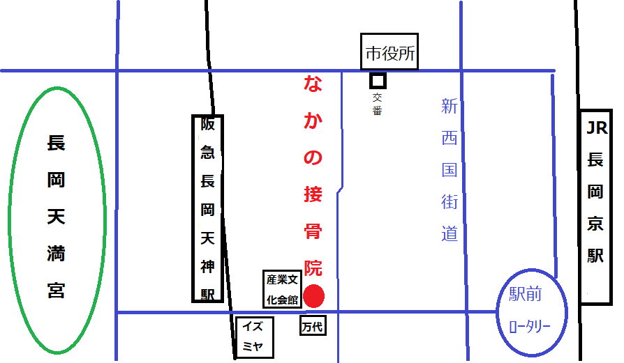 京都府長岡京市なかの接骨院の地図