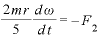 \displaystyle \frac{2mr}{5}\frac{d\omega}{dt}=-F_{2}