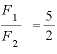 \displaystyle \frac{F_{1}}{F_{2}} =\frac{5}{2}
