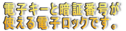 電子キーと暗証番号が 使える電子ロックです。