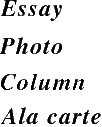 →Essay, Photo, Column, A la Carte
