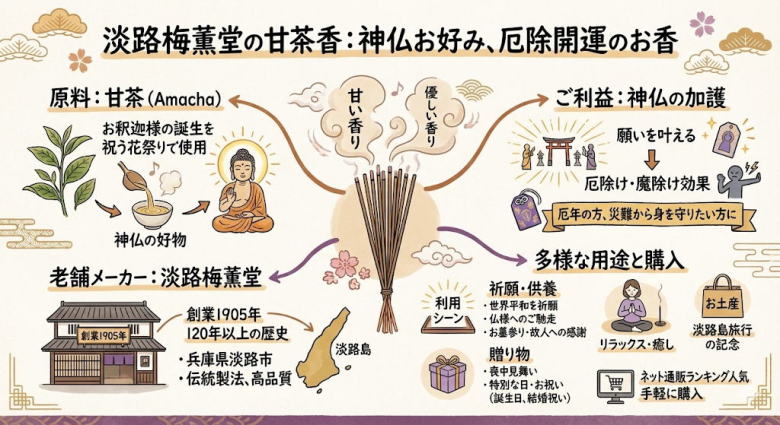 淡路梅薫堂の甘茶香。神仏お好み、厄除開運のお香