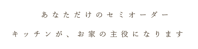  　あなただけのセミオーダー  　キッチンが、お家の主役になります　 