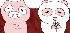 ピンクパンダとブタパンダ