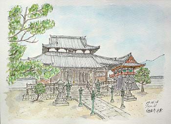 アニメ聖地巡礼絵画⑤ 君の名は 水彩画＋塗り絵用2枚 額縁25