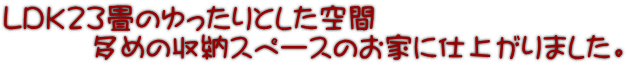 LＤK23畳のゆったりとした空間 　　　多めの収納スペースのお家に仕上がりました。