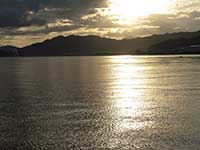 天橋立から見た阿蘇海の夕日