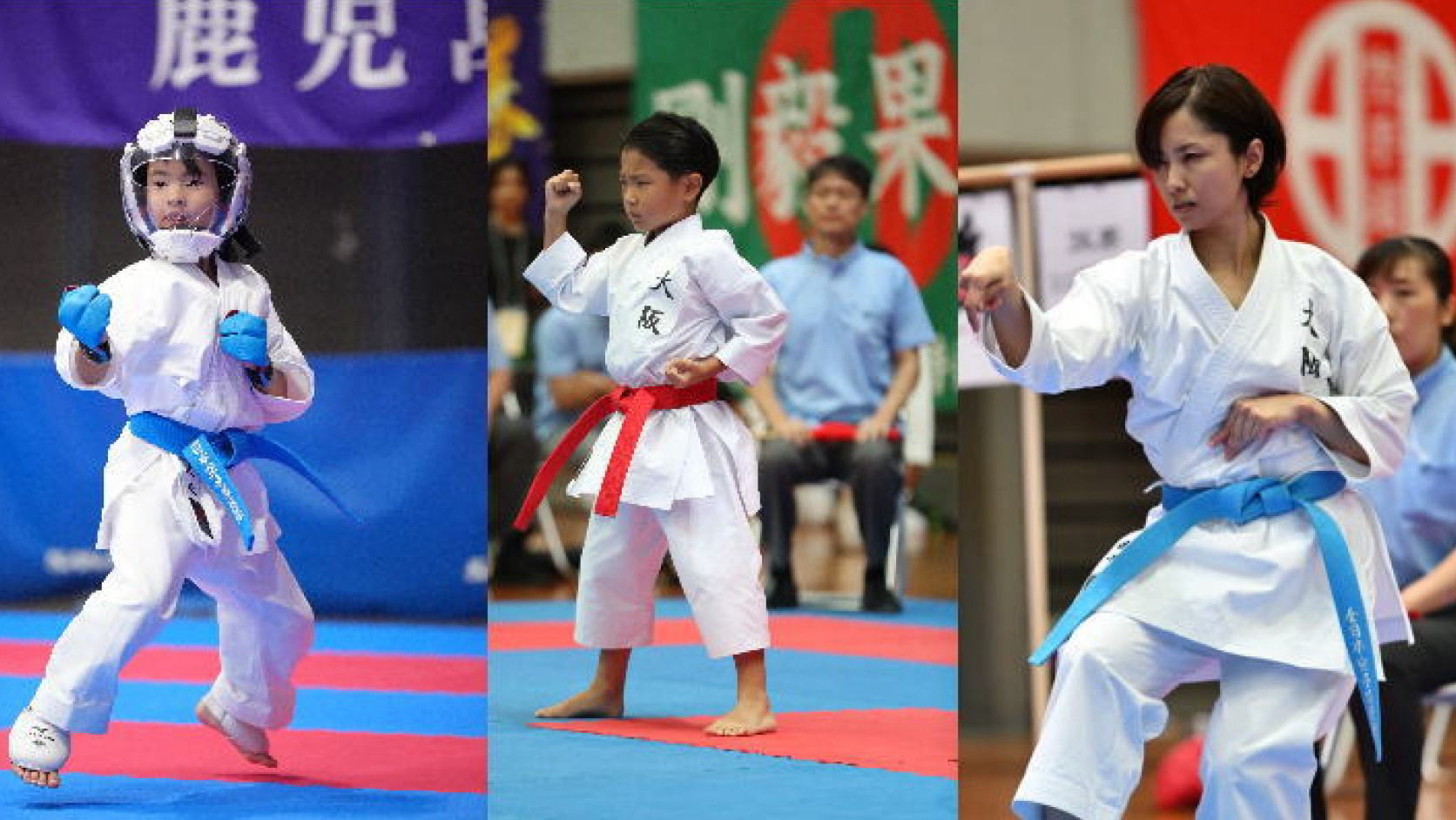 一世塾の強化選手が全日本少年少女空手道大会や糸東会全国大会で競技する試合風景