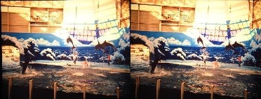 右目で右の、左目で左の写真を見る（平行法）
