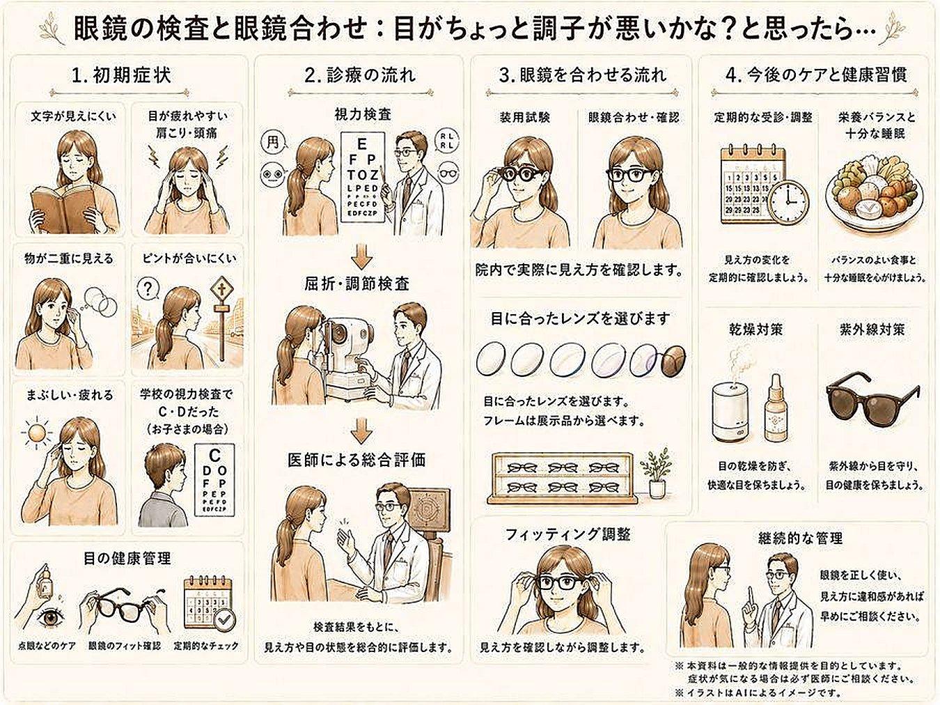 眼鏡検査・眼鏡合わせについてのイラスト