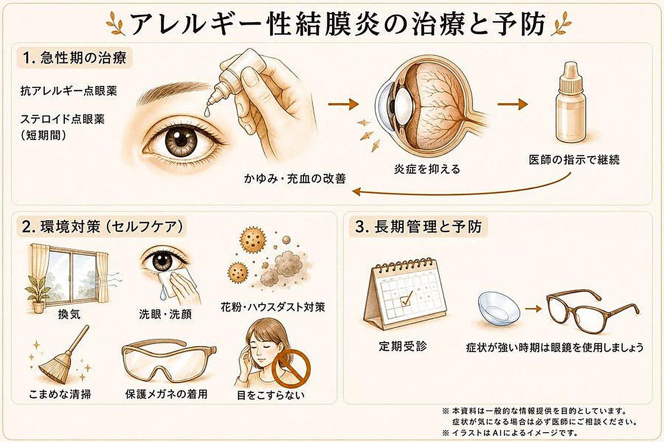 アレルギー性結膜炎の治療についてのイラスト