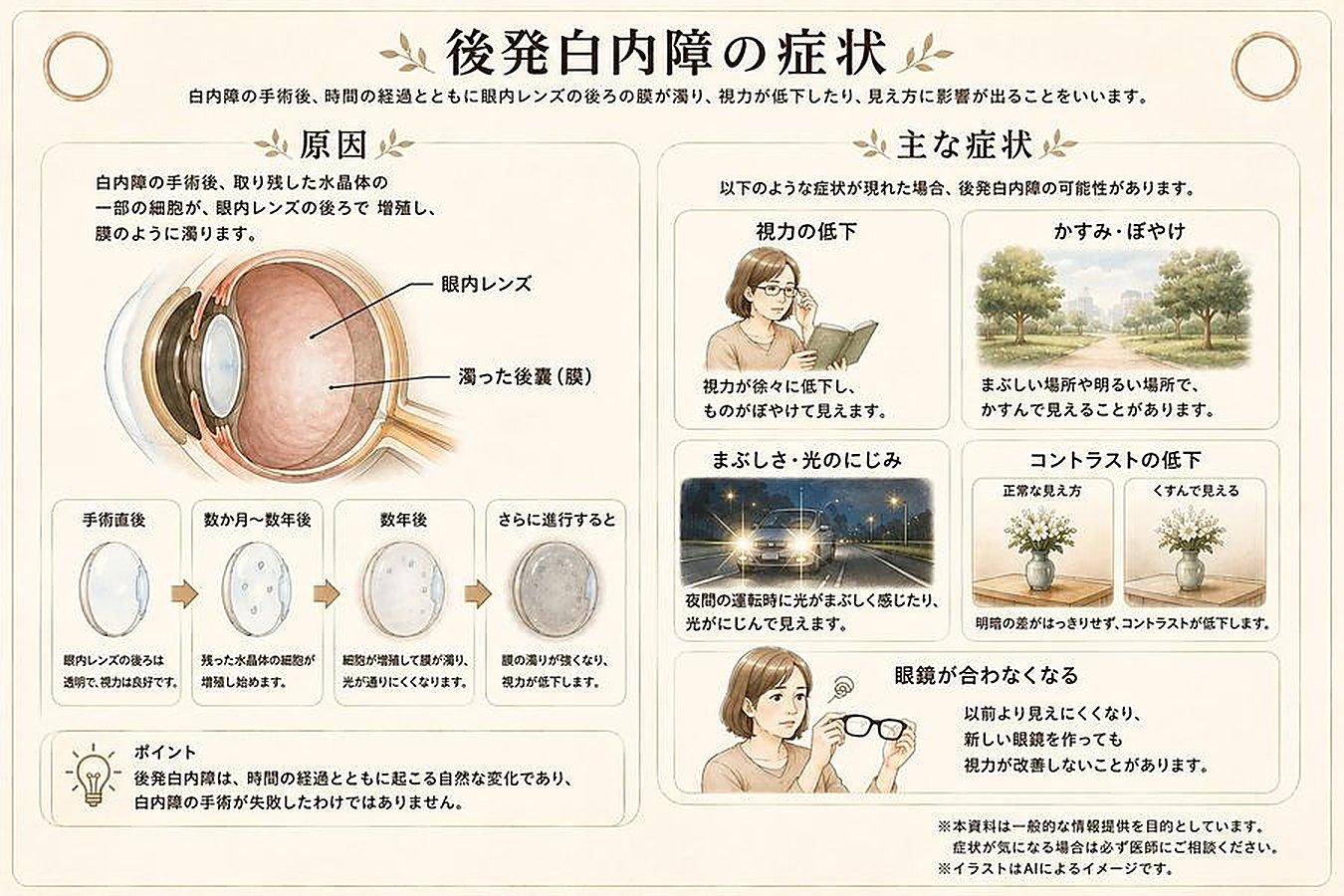 後発白内障の症状についてのイラスト