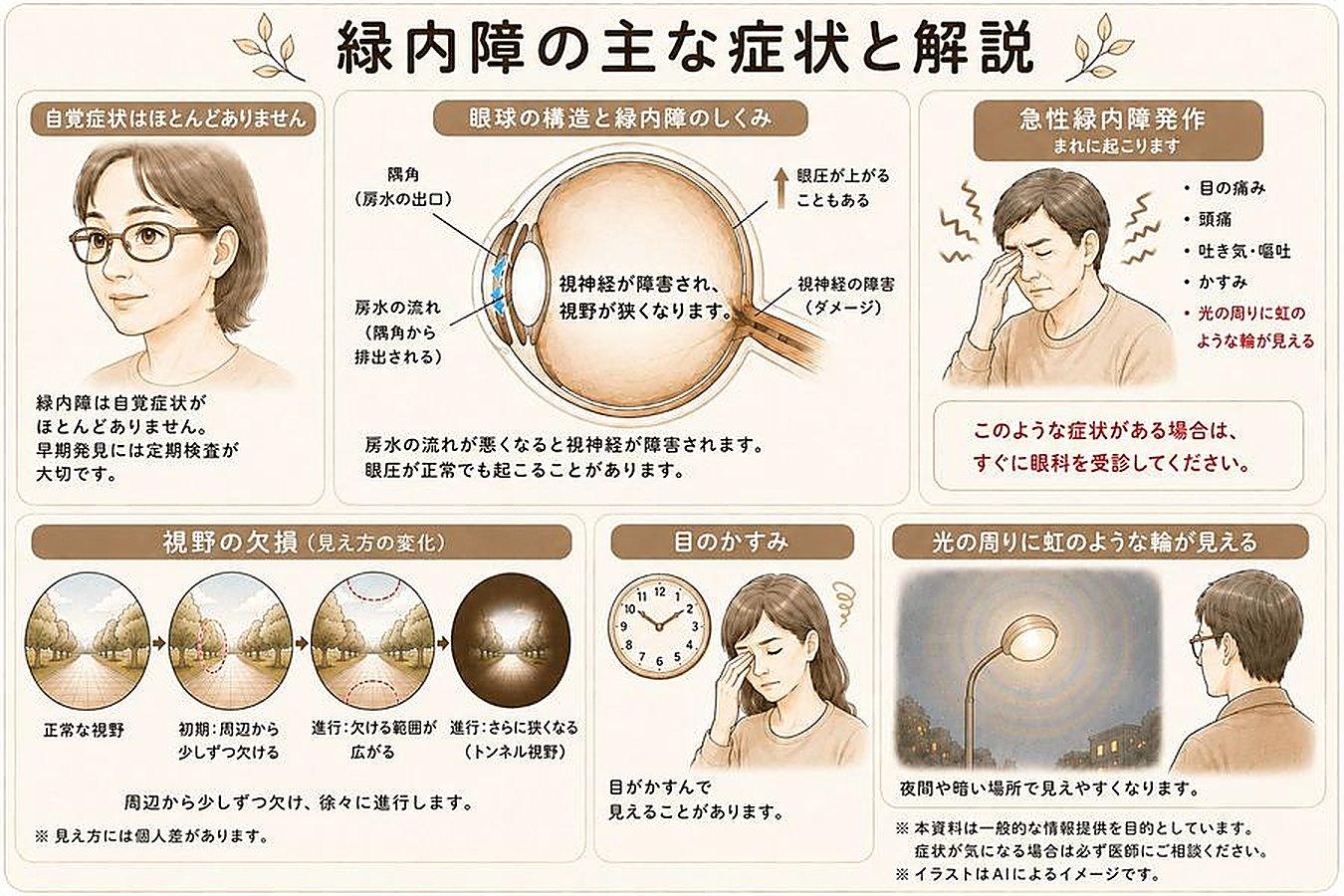 緑内障の症状についてのイラスト
