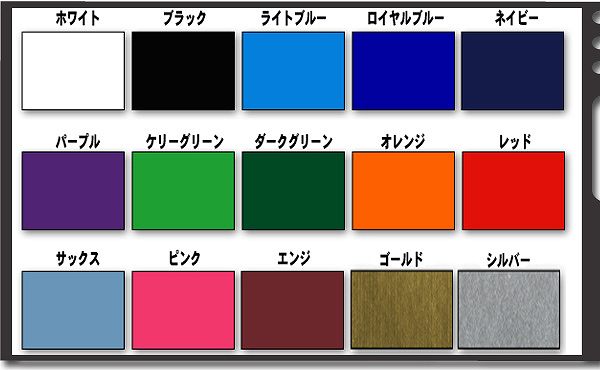 卓球ゼッケン名前プリントカラーサンプル