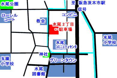 水尾 2丁目駐車場への案内略図