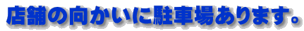 店舗の向かいに駐車場あります。