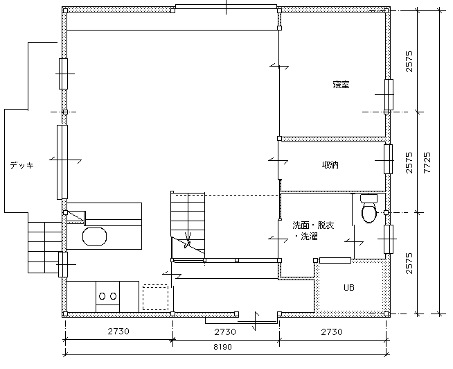 小屋裏利用の小住宅クイーンポストの小屋組