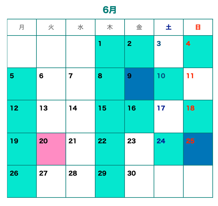 6月カレンダー