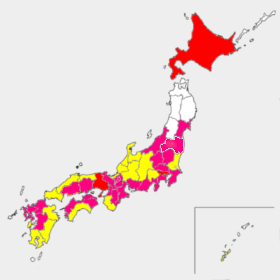 1985年（27歳）から2010年（52歳）までの国内全活動地域の色付きイラスト