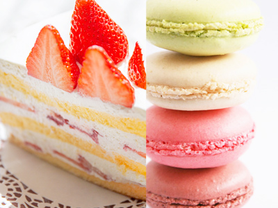 ショートケーキとマカロン