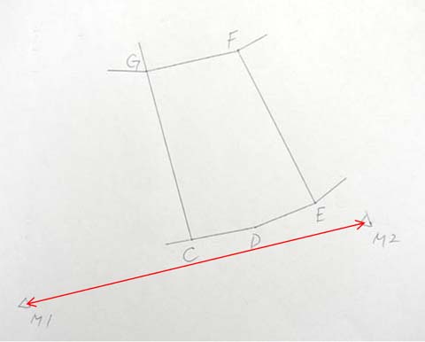 ２点の座標値から、距離と方向角を求める。